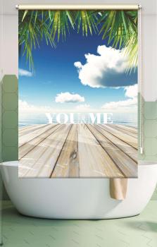 You and Me Duschrollo - Duschvorhang Rollo Deckenmontage